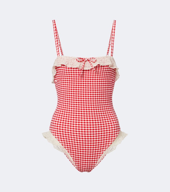 Jacelyn gingham ruffled swimsuit