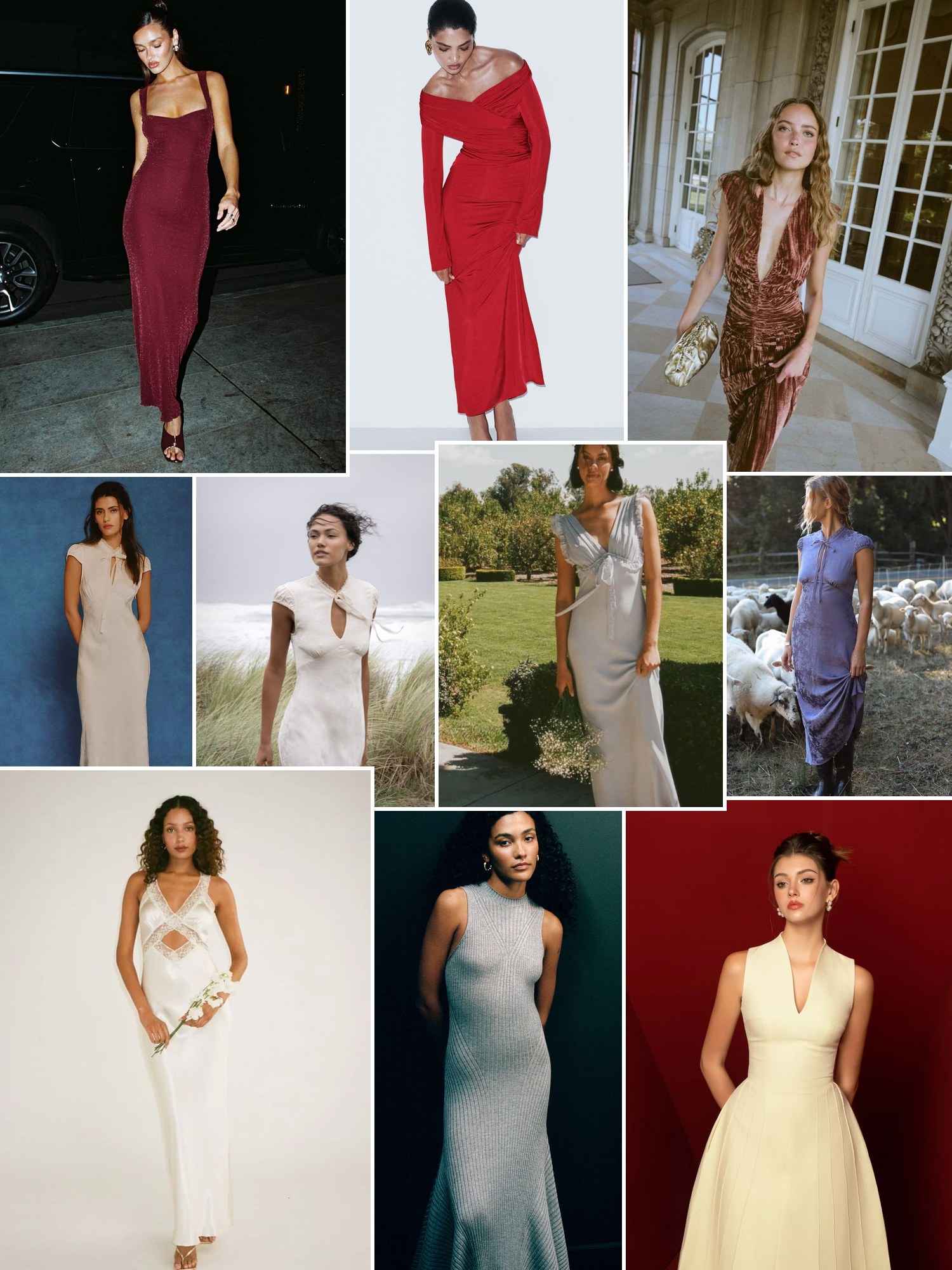 Street style collage of women wearing Rumored dresses