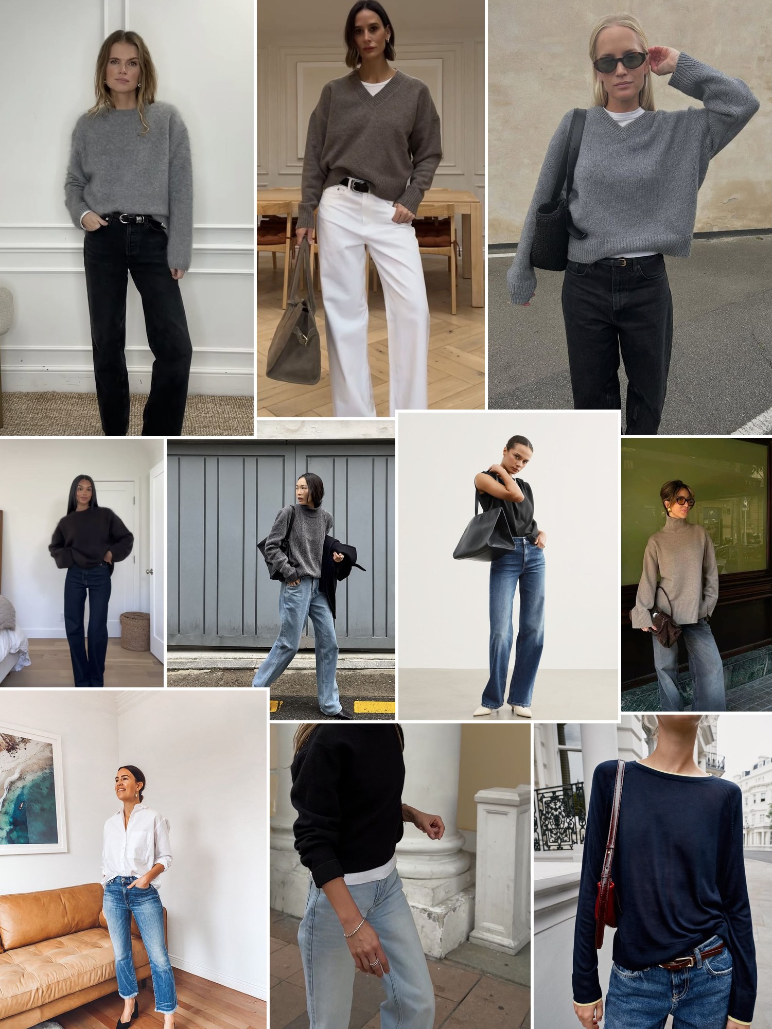 Collage of everyday outfits built around AYR