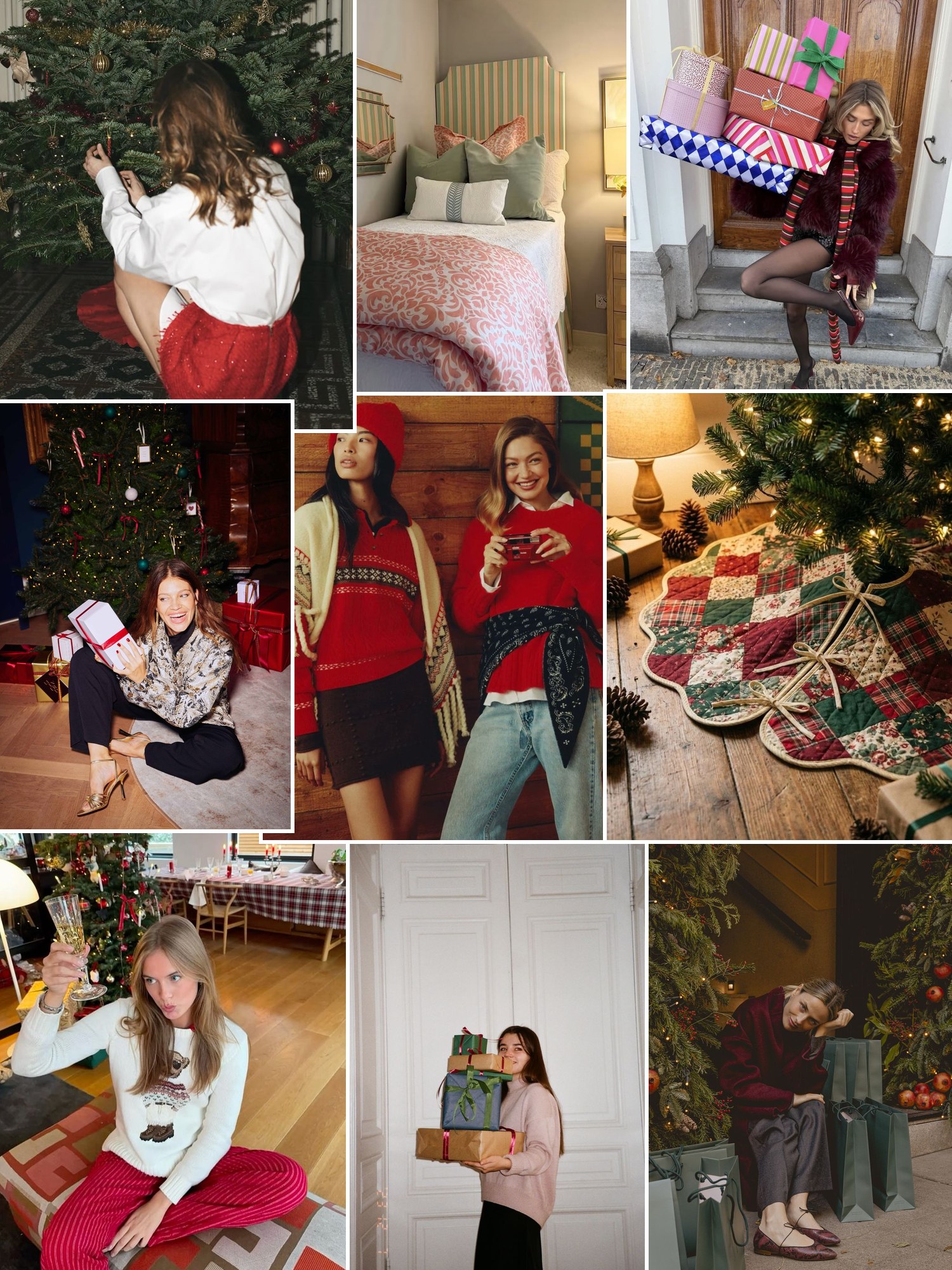 Street style collage of women wearing stocking stuffers for college students