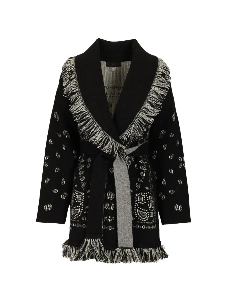 Bandana Jacquard Fringed Cardigan