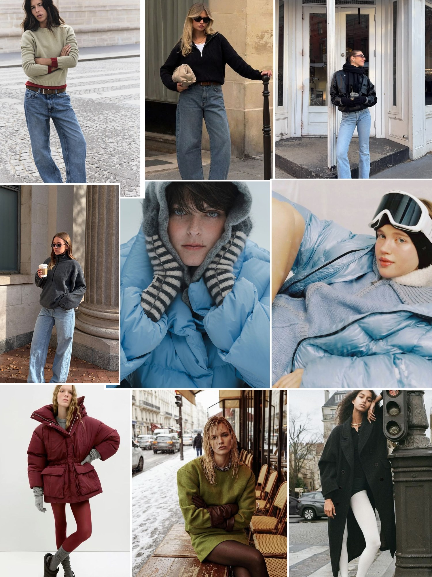 Collage of everyday outfits built around what to wear to a hockey game