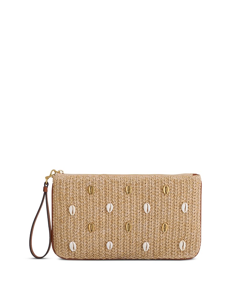 Ashlee Small Seashell Raffia Wristlet Pouch