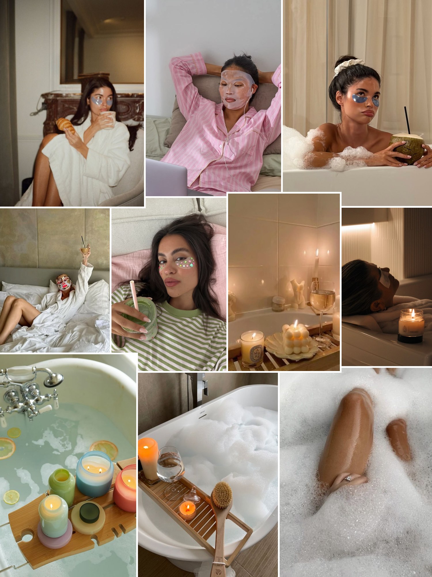 Street style collage of women wearing self care gifts for women