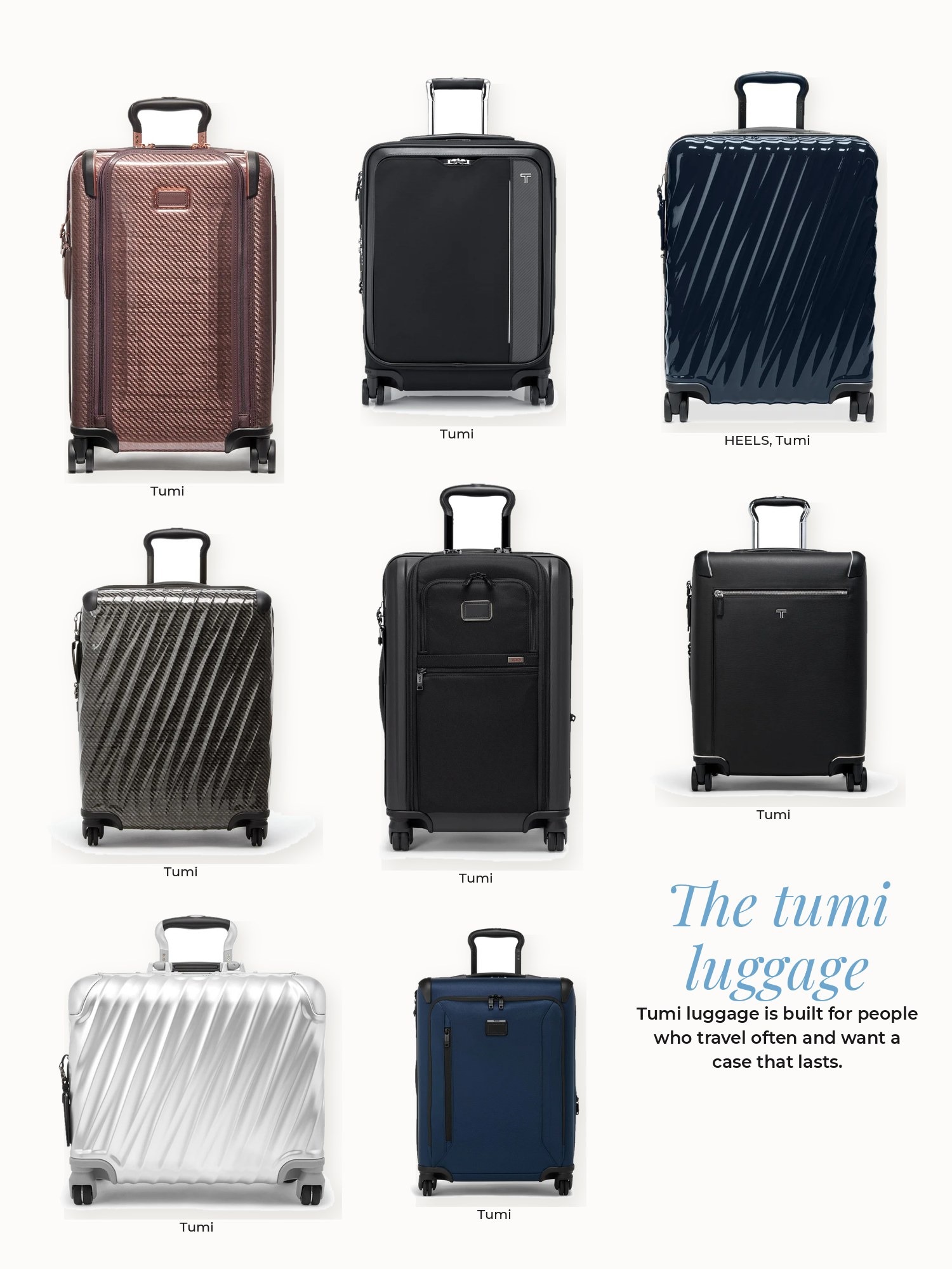 Tumi luggage collage: Tumi