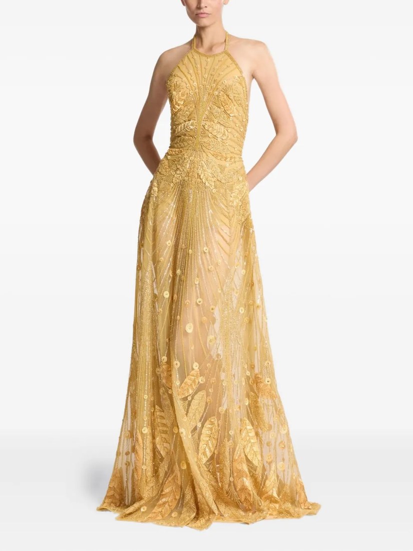 Beaded halter-neck dress