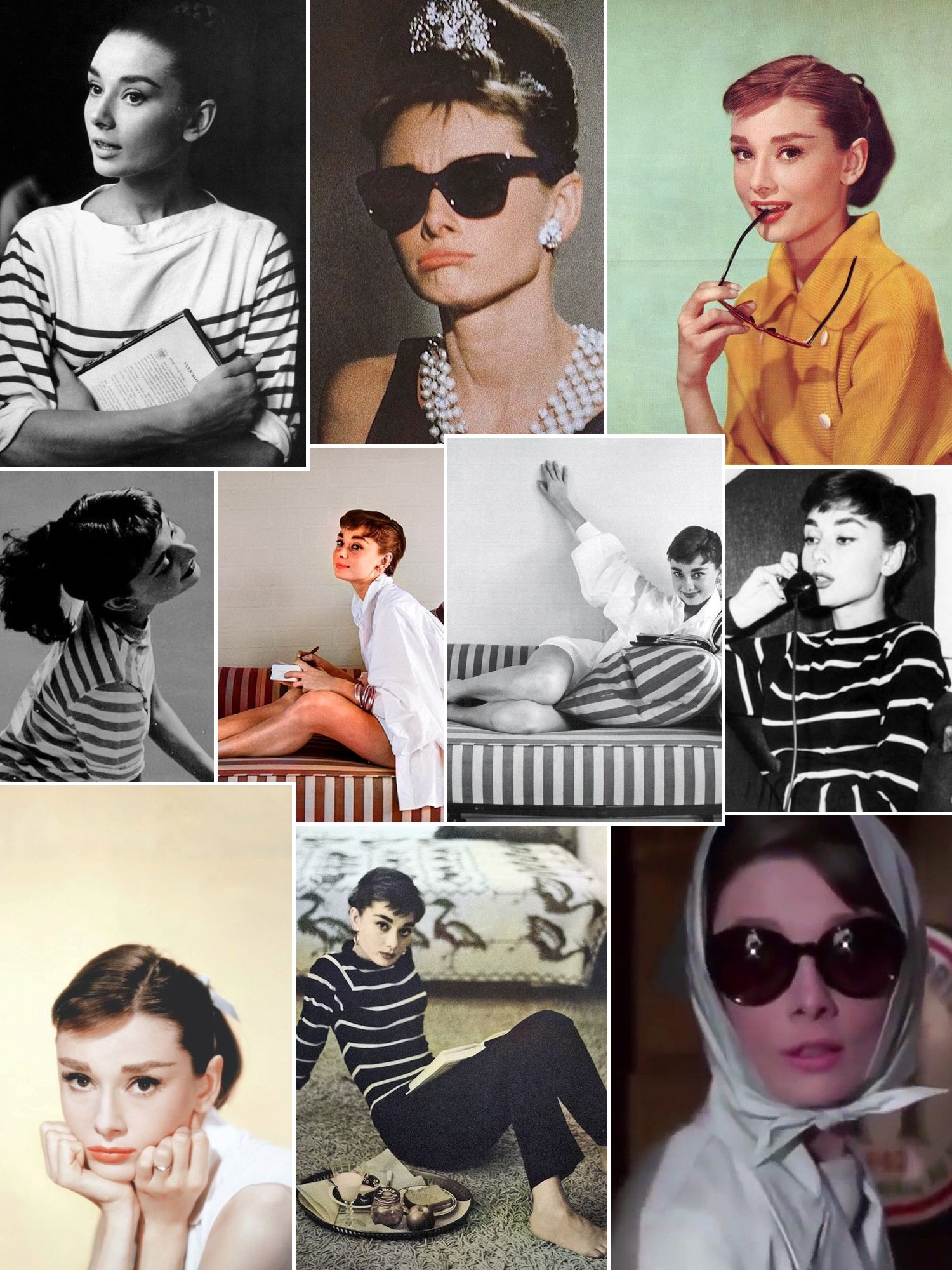 Collage of everyday outfits built around retro style