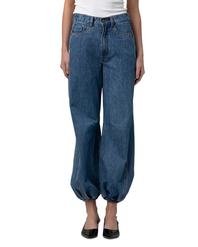 Cotton Denim Balloon Jeans in Old Flame