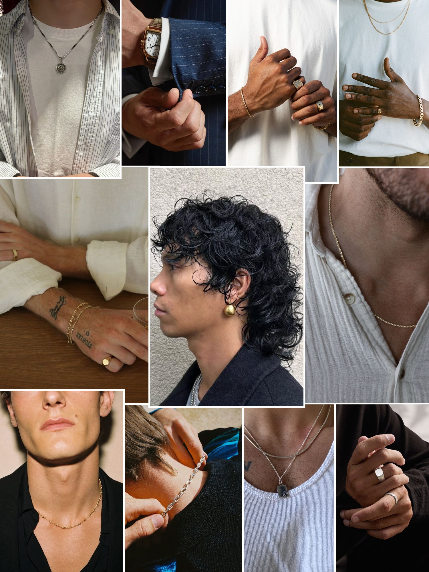 Street style collage of women wearing jewelry gifts for men