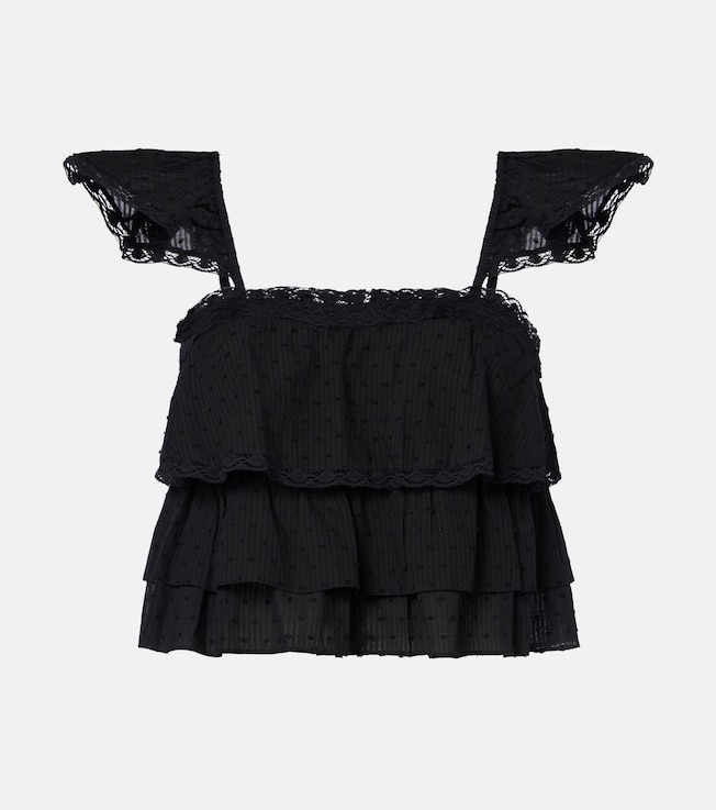 Anya ruffled cotton crop top
