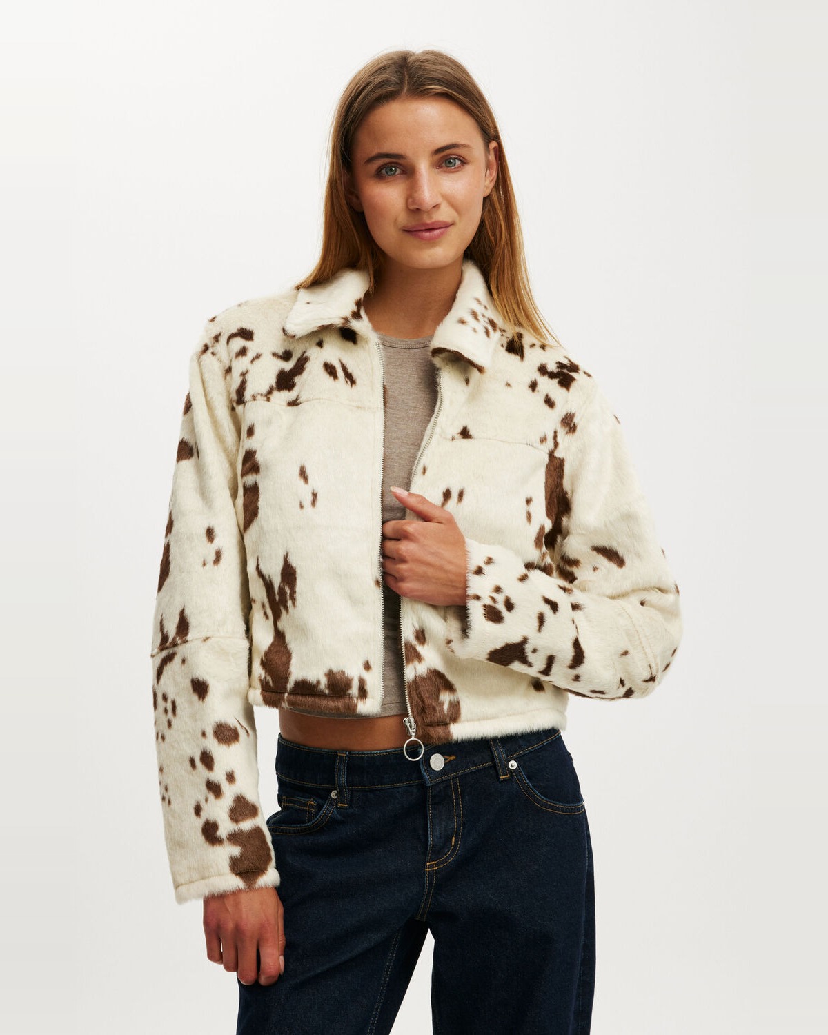 Cow Faux Fur Jacket