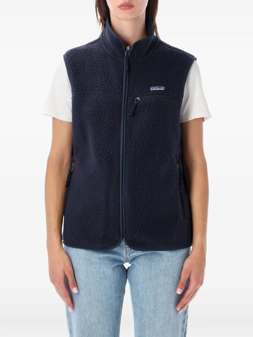 Fleece-texture zip-up gilet