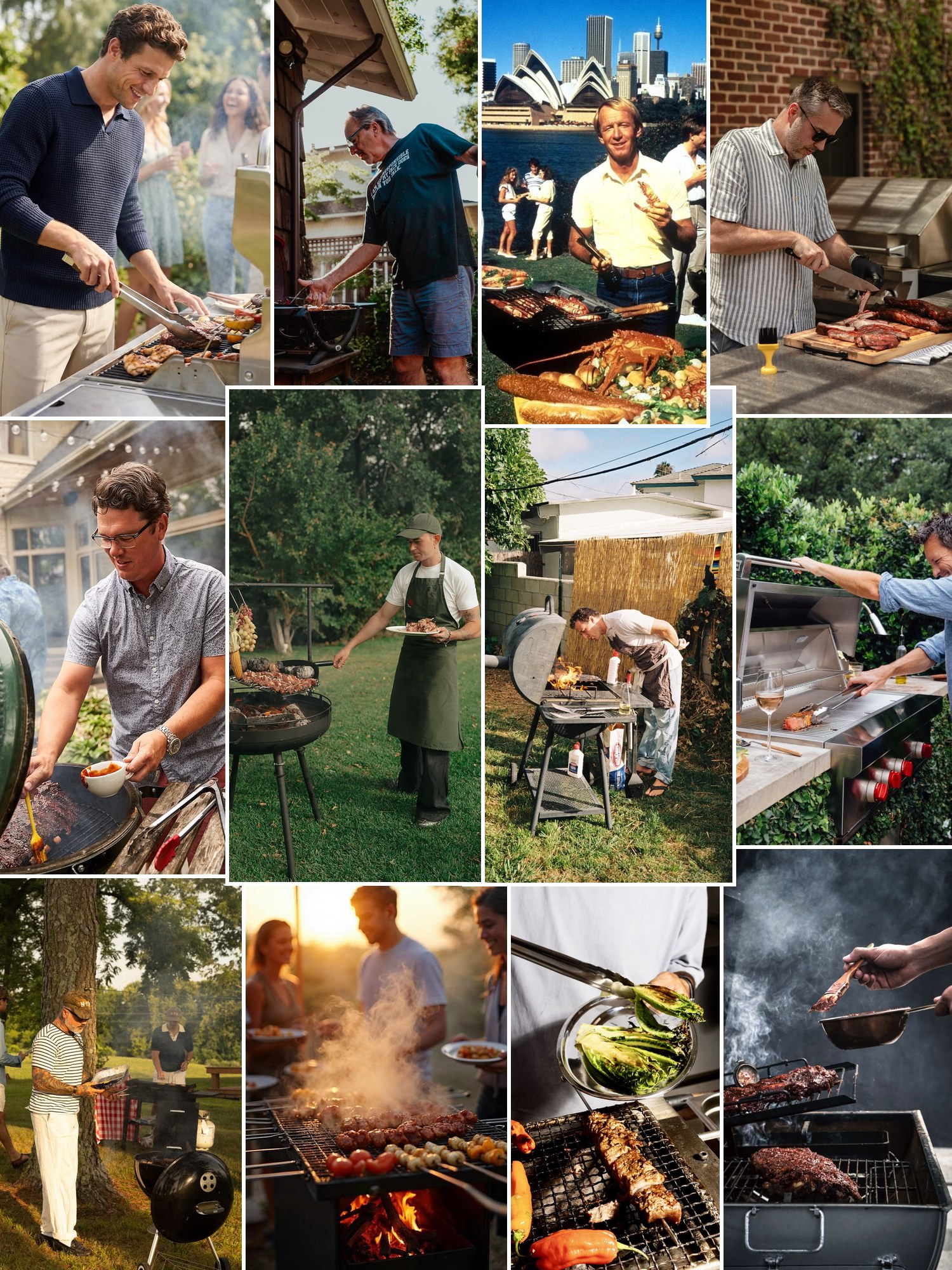 Street style collage of women wearing grilling gifts for dad