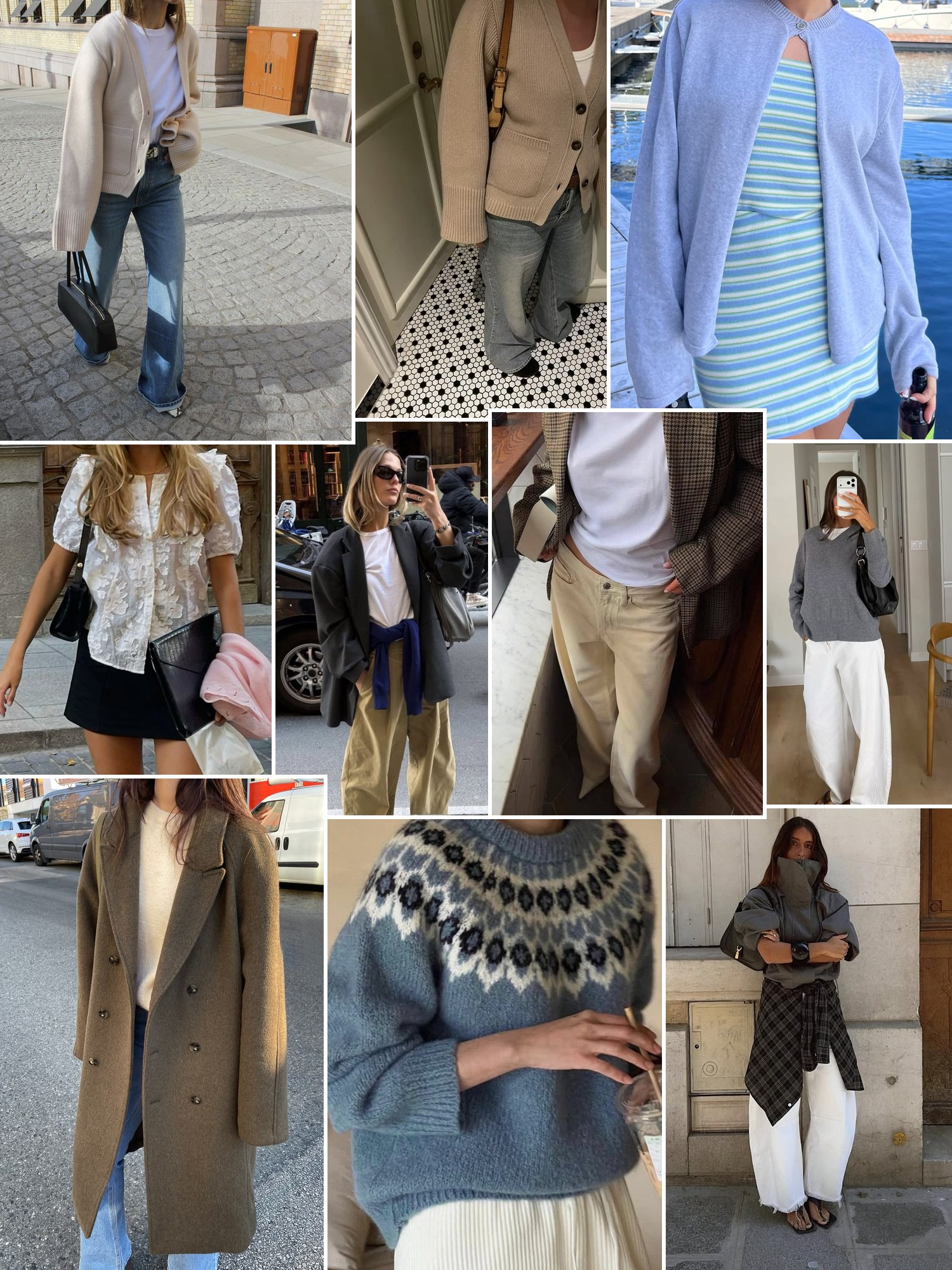 Collage of everyday outfits built around Djerf Avenue