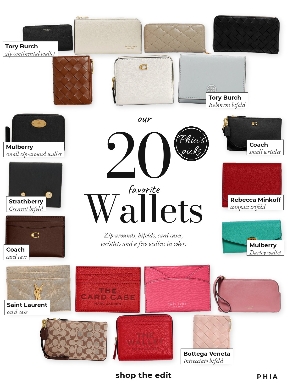 Collage of 20 pieces for wallets for women