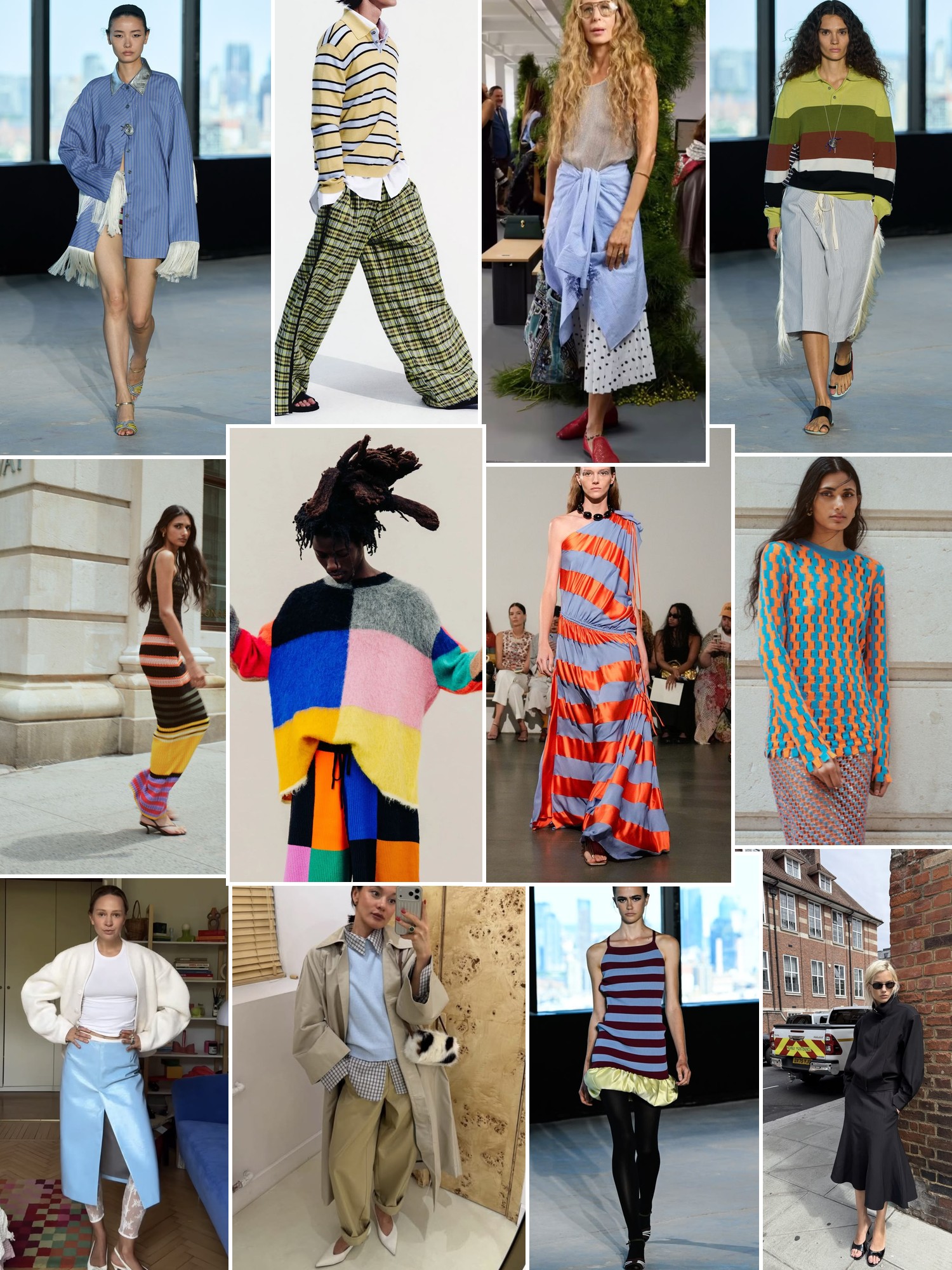 Collage of runway looks, campaign shots and street style outfits that capture the ZANKOV mood