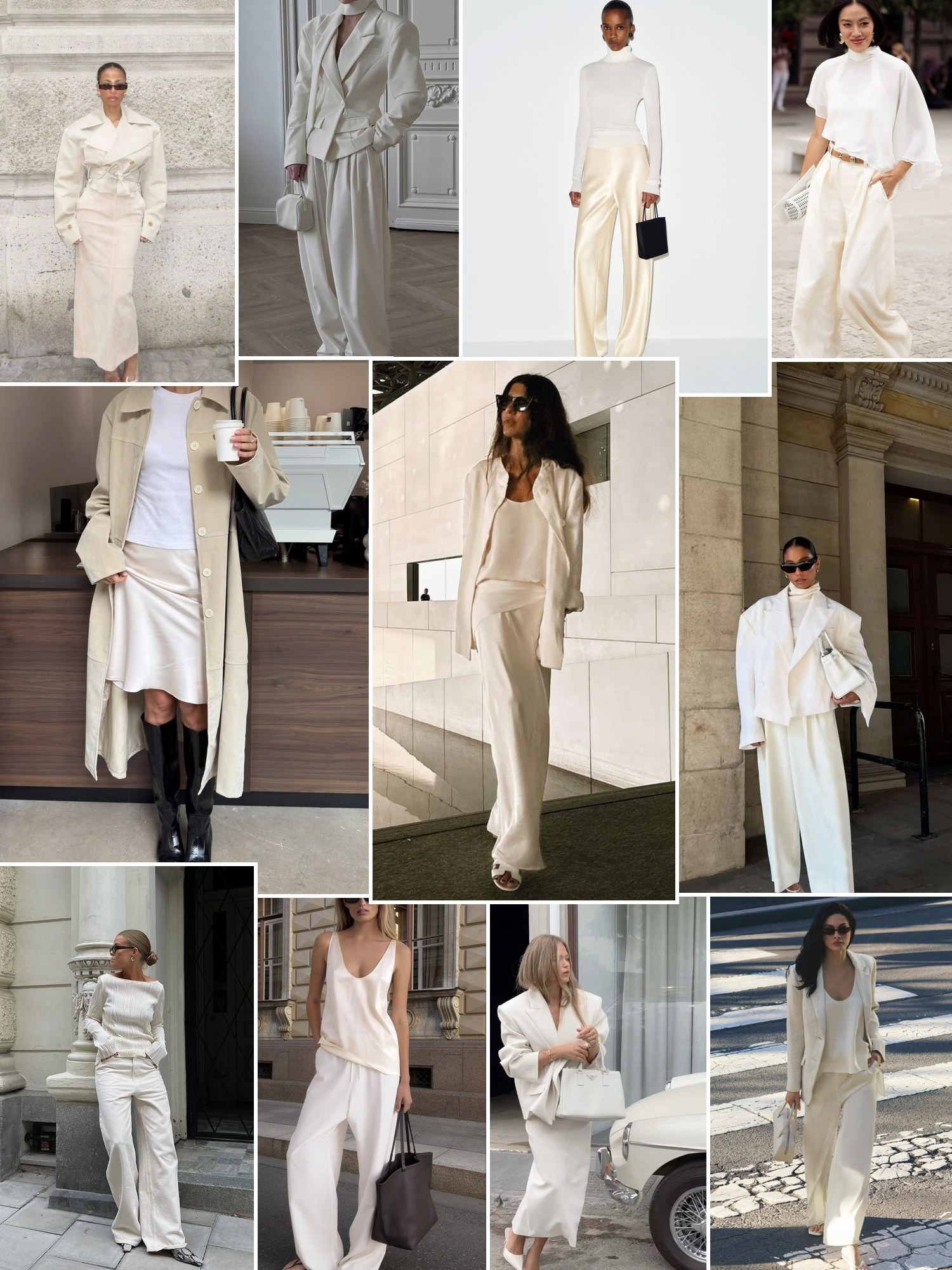 Collage of off-white monochrome street style