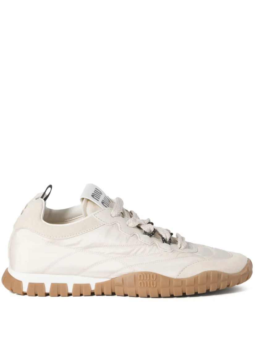 Tyre technical fabric and suede sneakers