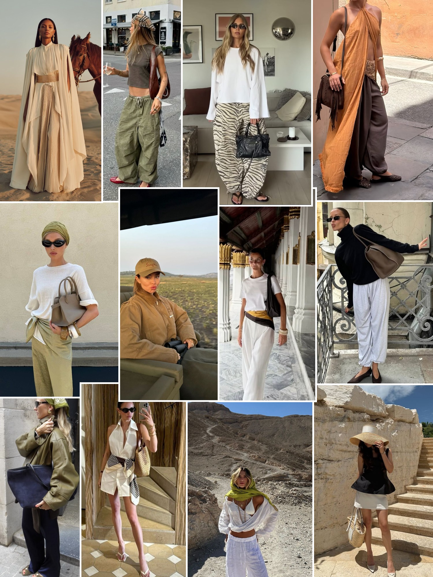 Collage of runway looks, campaign shots and street style outfits that capture the RÙADH mood
