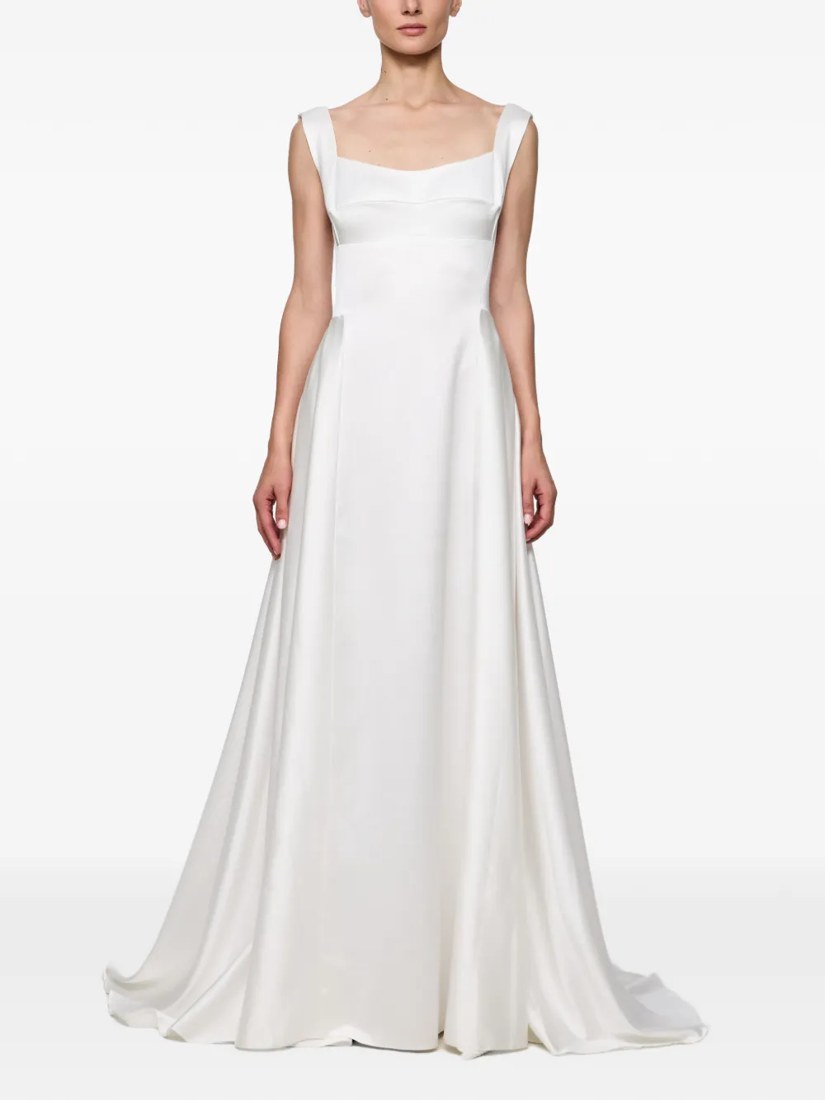 V-back satin gown
