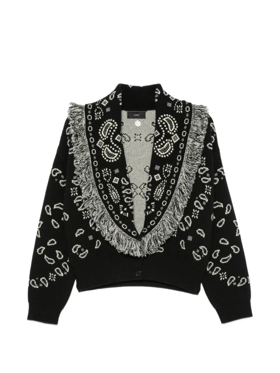 Paisley-Jacquard Fringed Cardigan