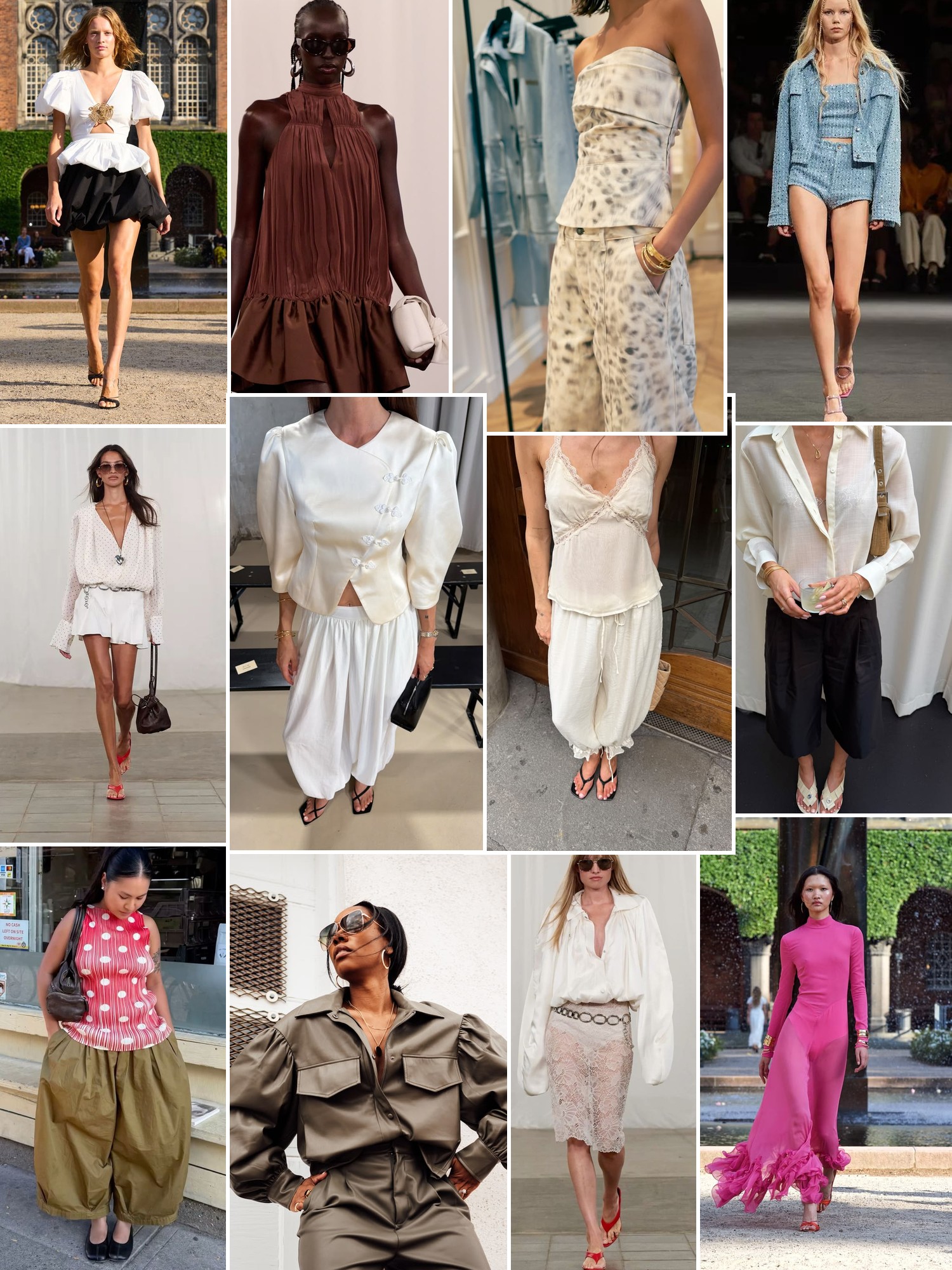 Collage of runway looks, campaign shots and street style outfits that capture the ROTATE mood