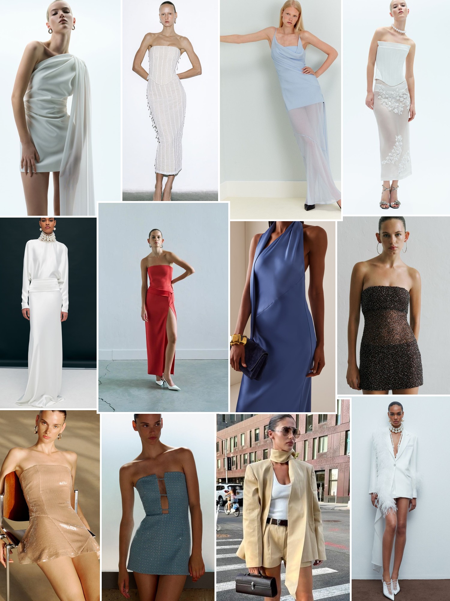 Collage of runway looks, campaign shots and street style outfits that capture the ILA THE BRAND mood