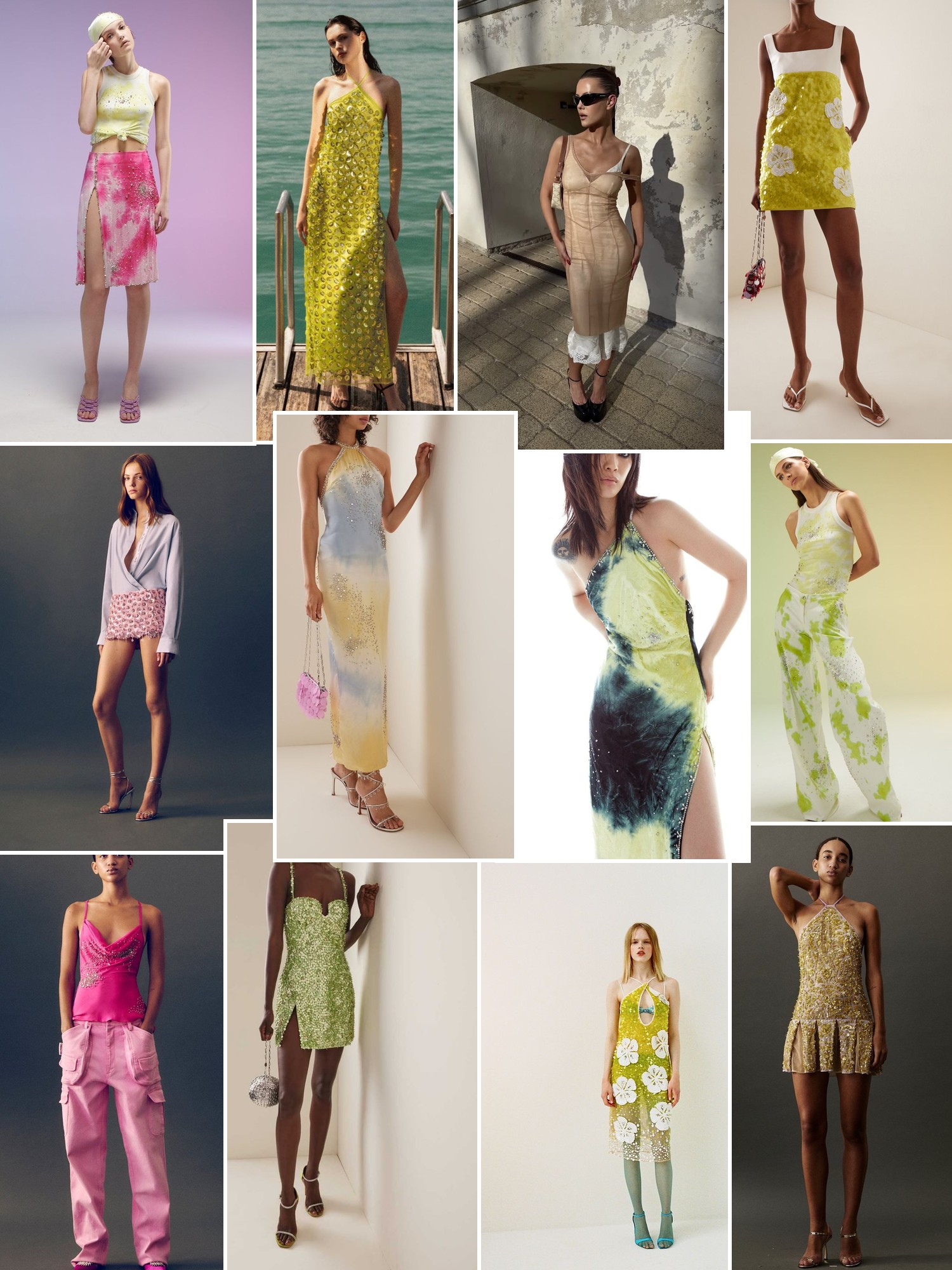 Collage of runway looks, campaign shots and street style outfits that capture the DES_PHEMMES mood