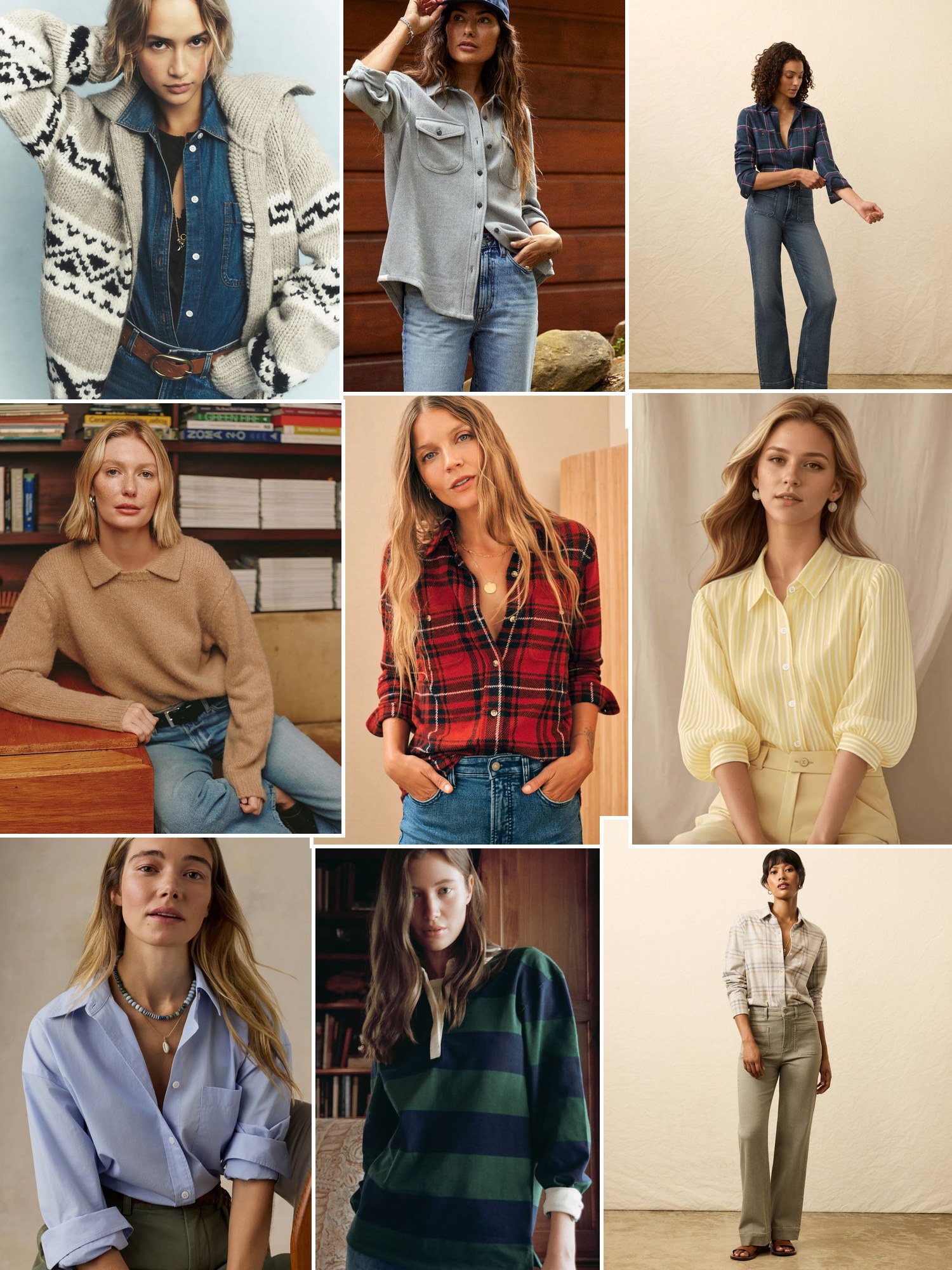 Collage of everyday outfits built around Faherty