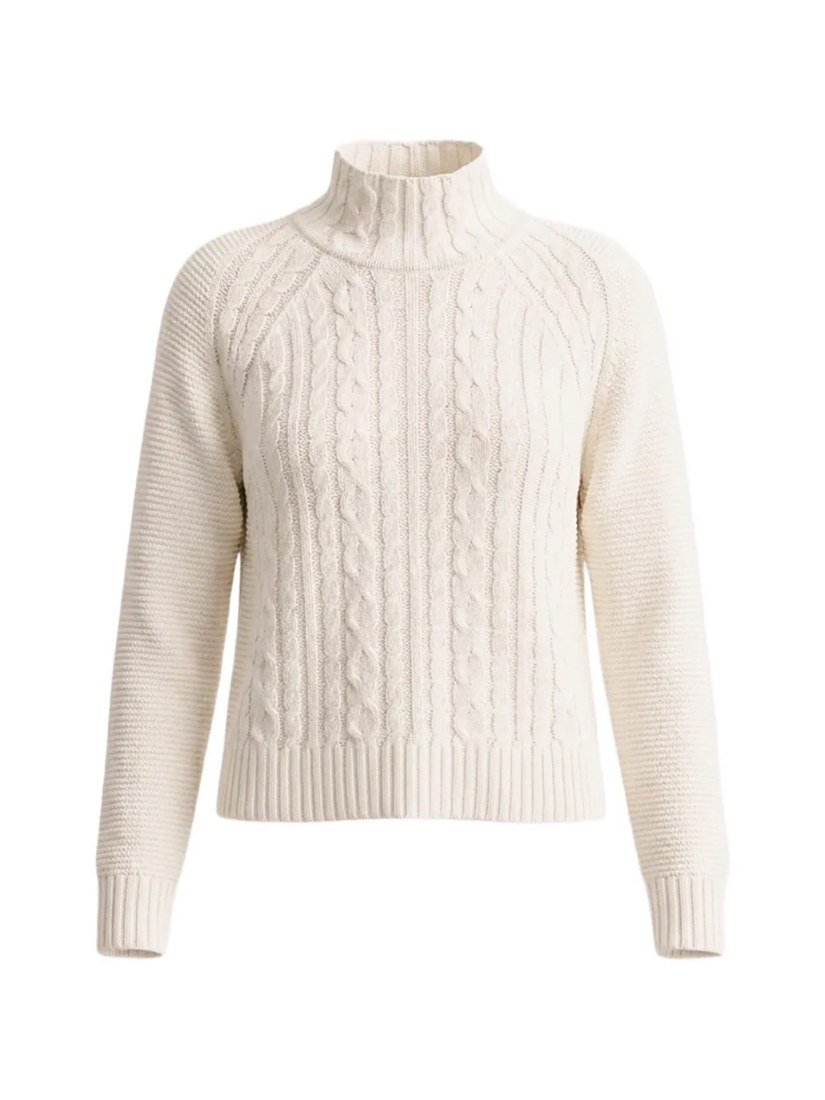 Cable-knit mock-neck sweater