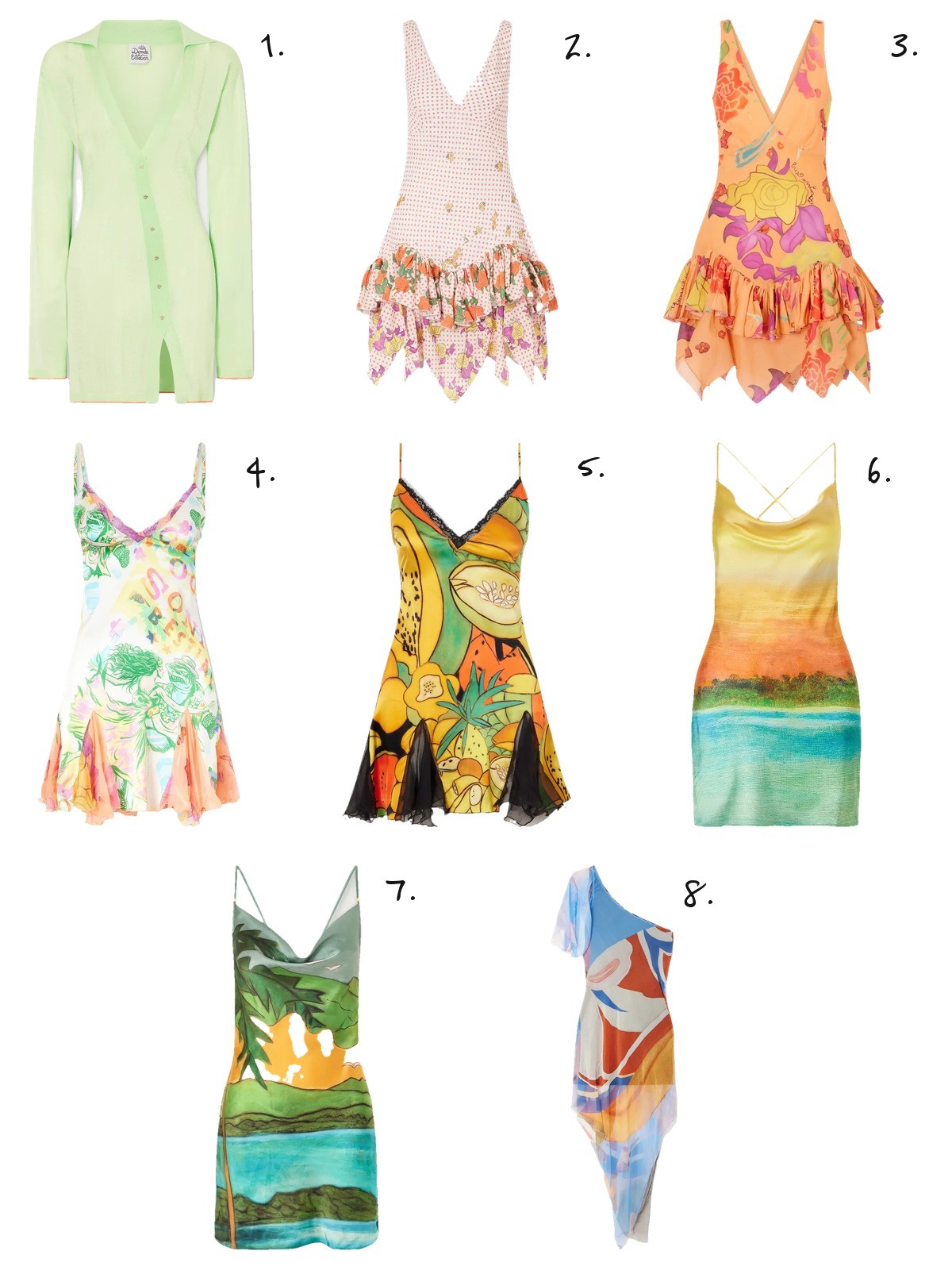 mini dresses, numbered picks