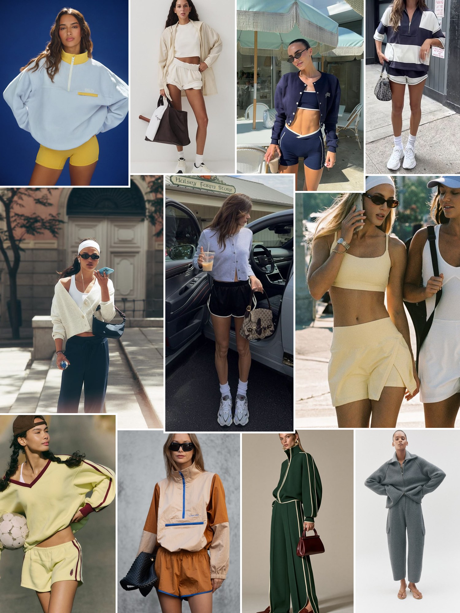 Collage of matching sets and sneakers