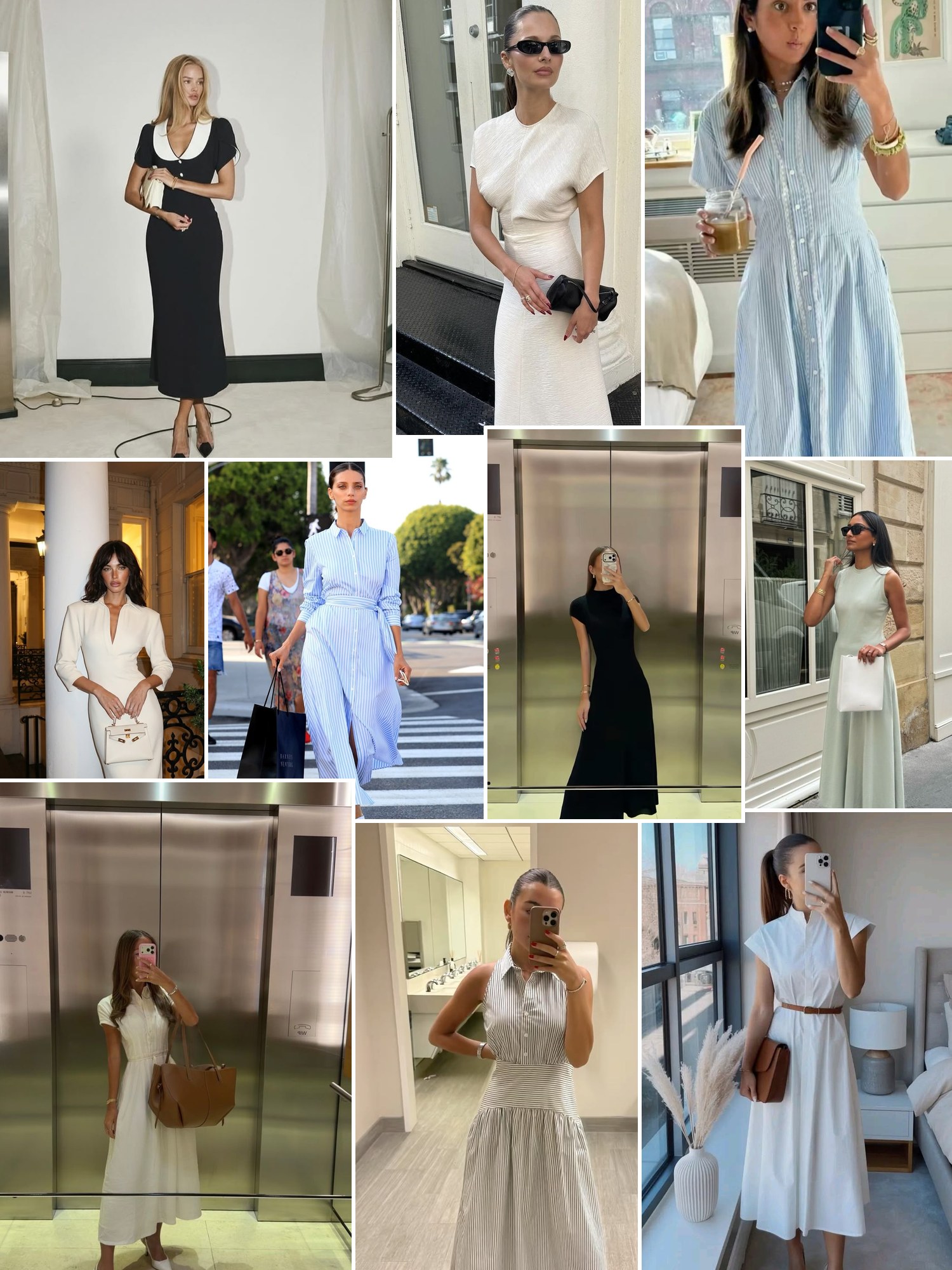 Collage of sheath and wrap dresses on the commute