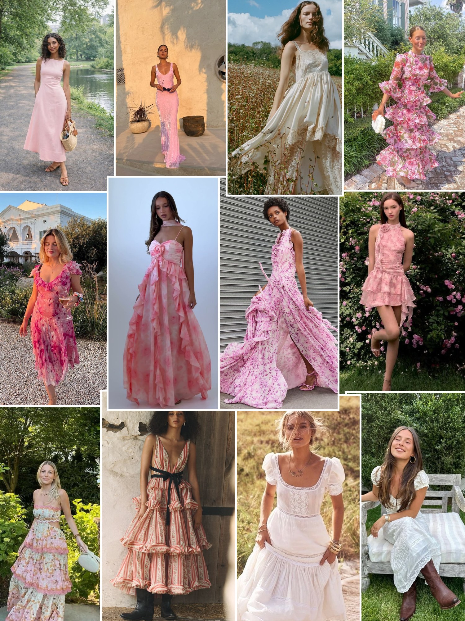 Collage of floral ruffle mini dresses and similar looks