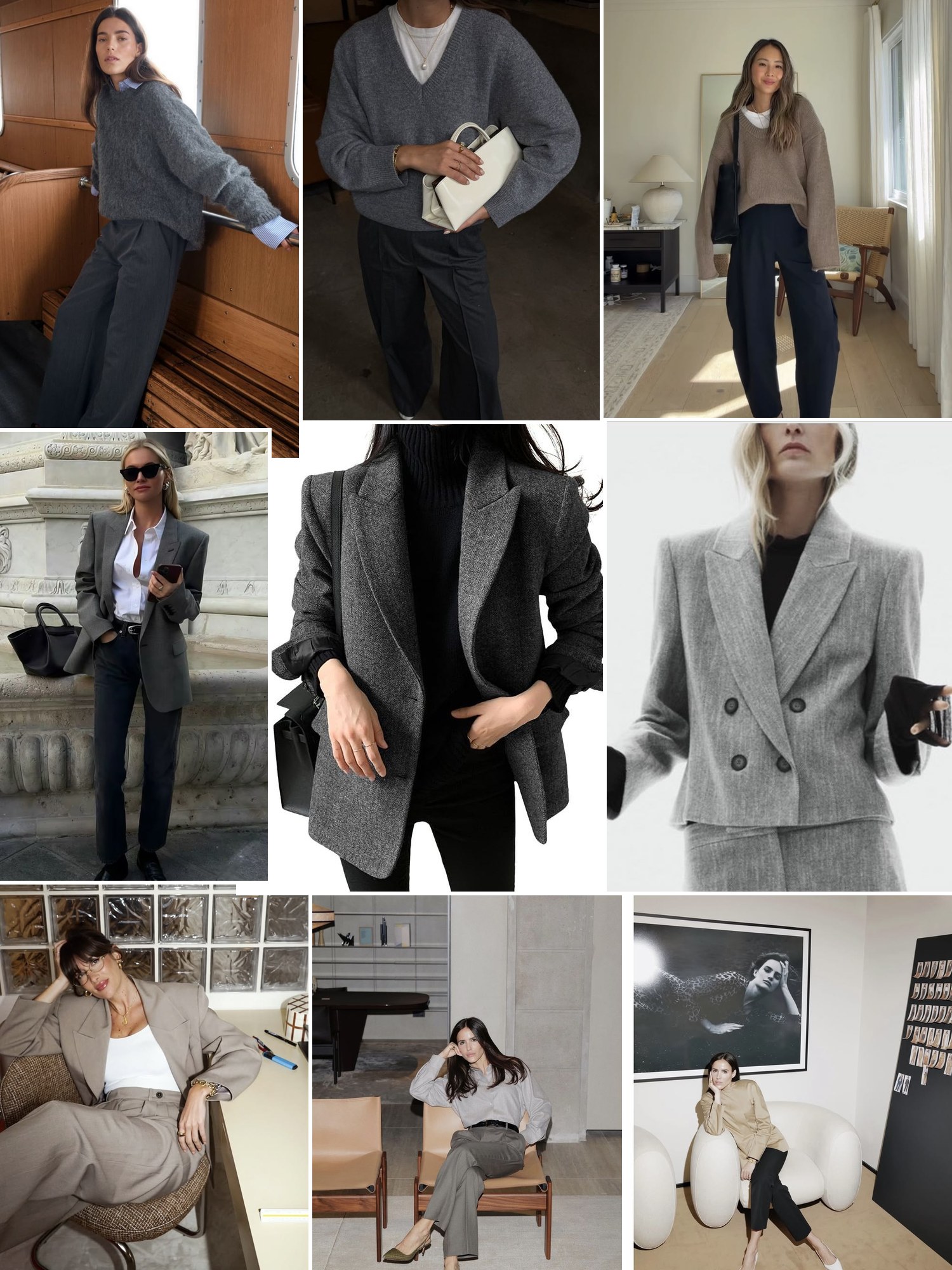 Collage of everyday outfits built around casual work outfits