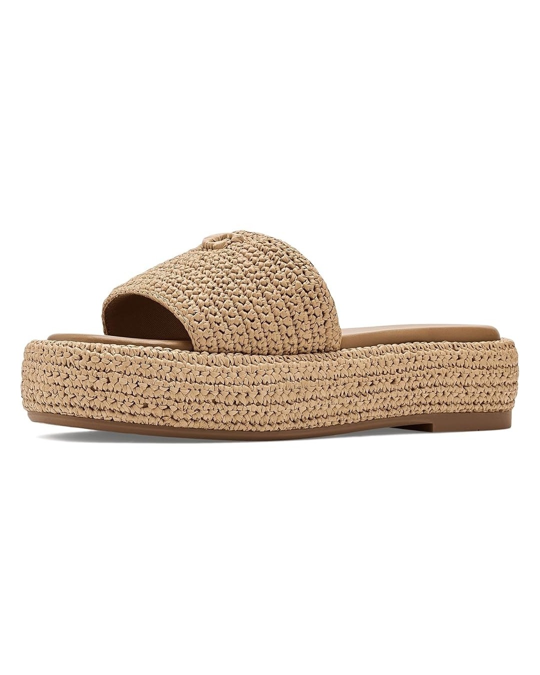 Sculpted C Raffia Flatform Slides