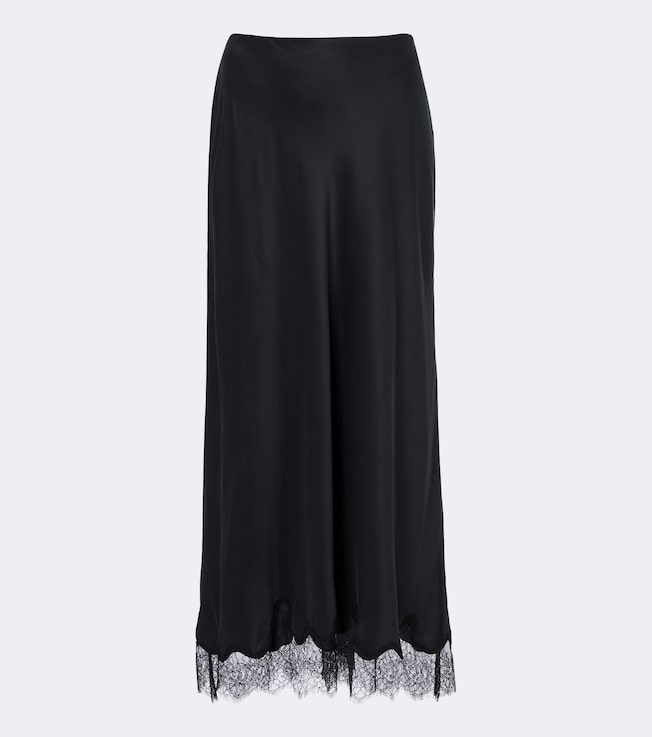 Kristin lace-trimmed silk maxi skirt
