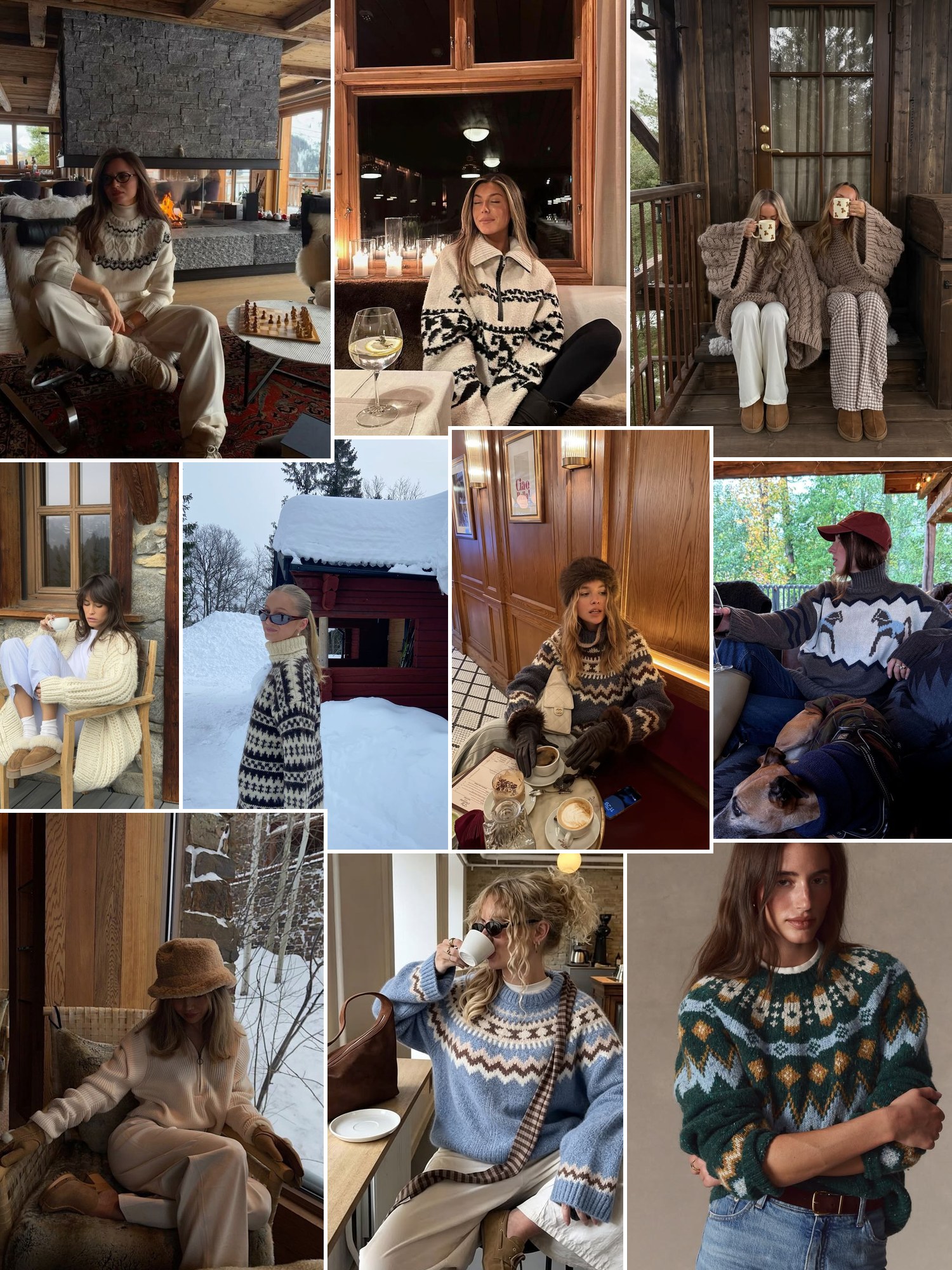 Collage of everyday outfits built around christmas vacation outfits