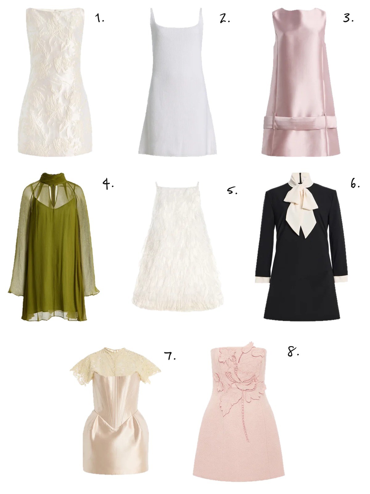 mini dresses, numbered picks