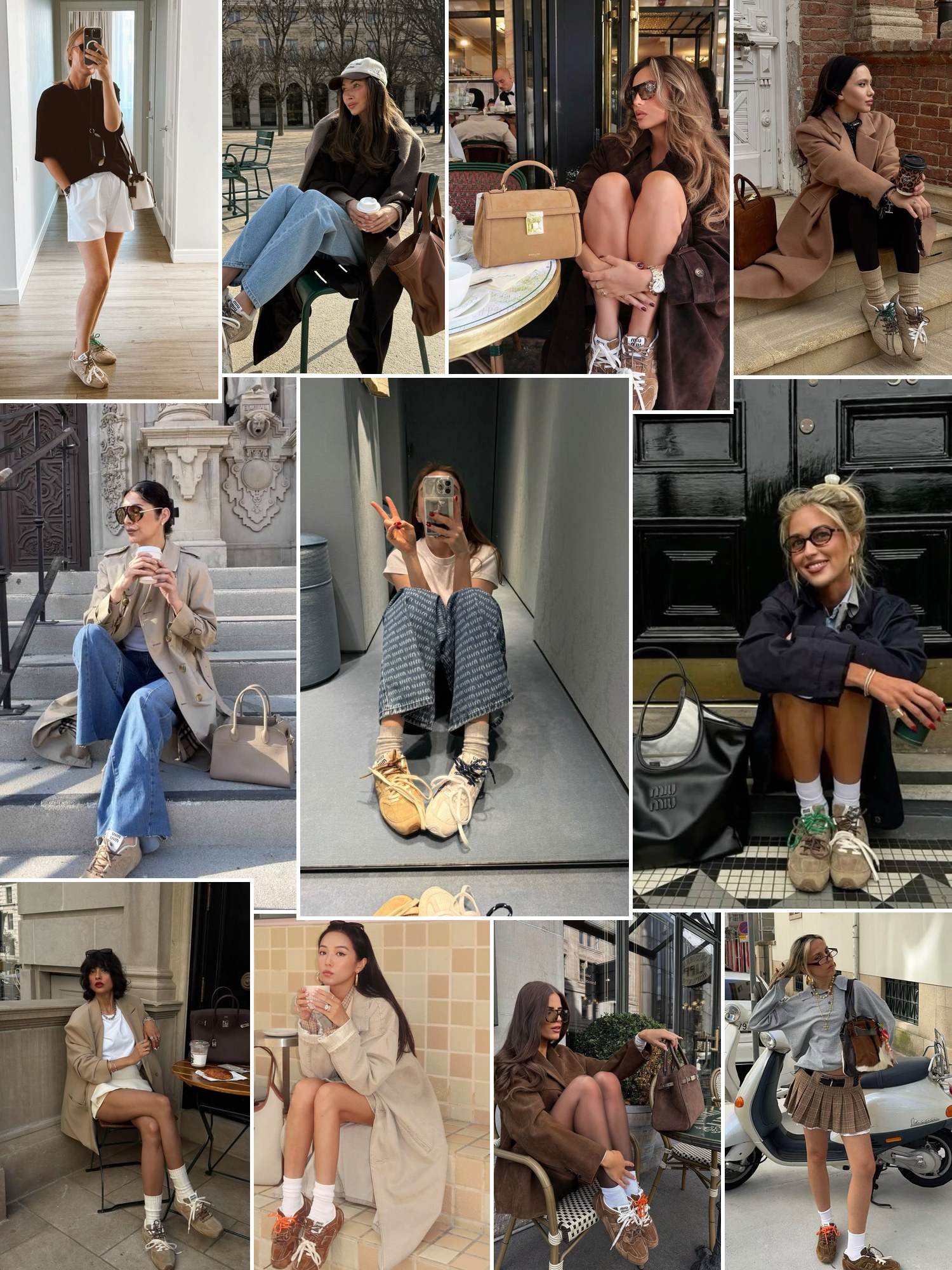 Street style collage of women wearing Miu Miu New Balance