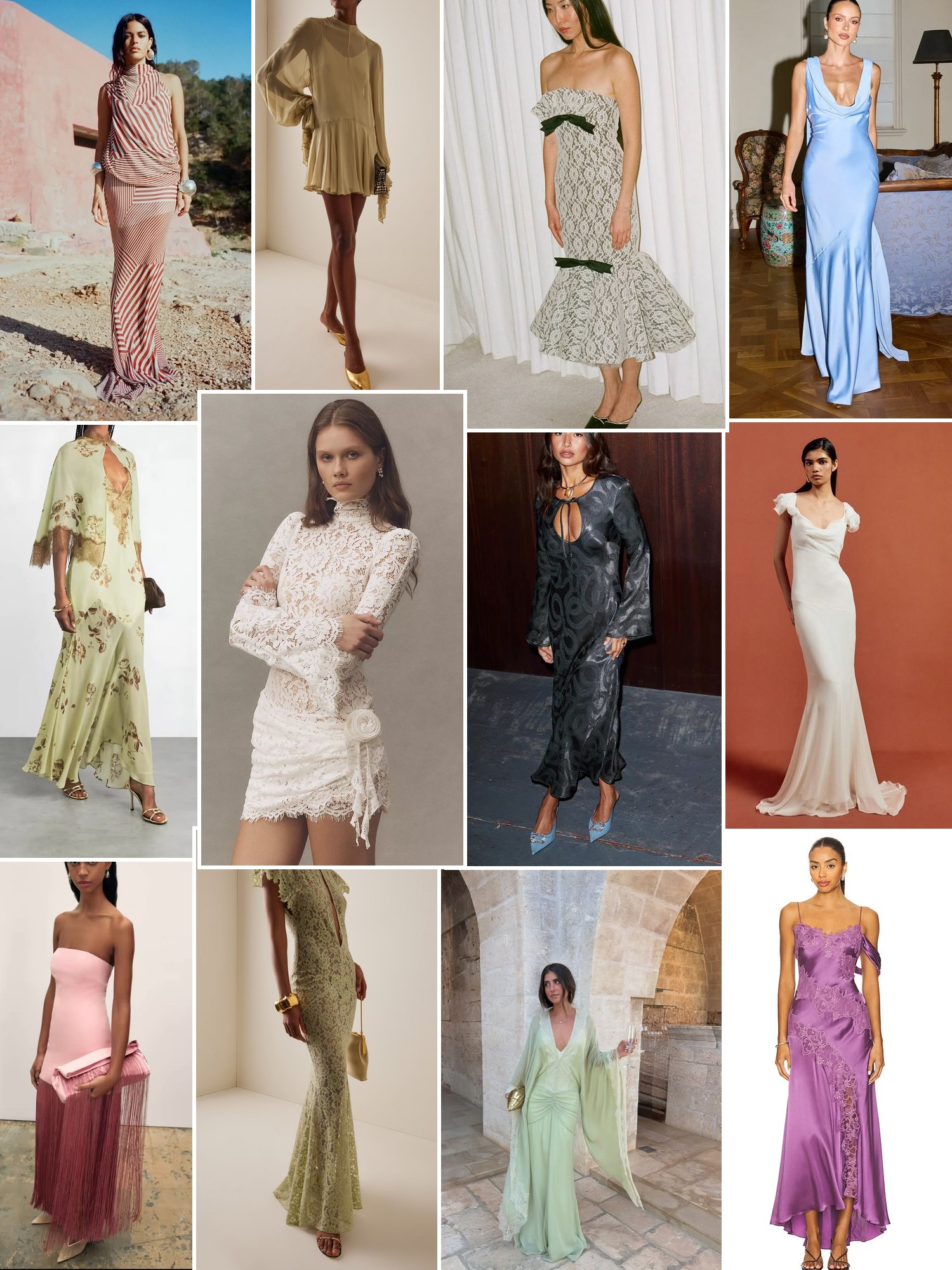 Collage of runway looks, campaign shots and street style outfits that capture the De La Vali mood