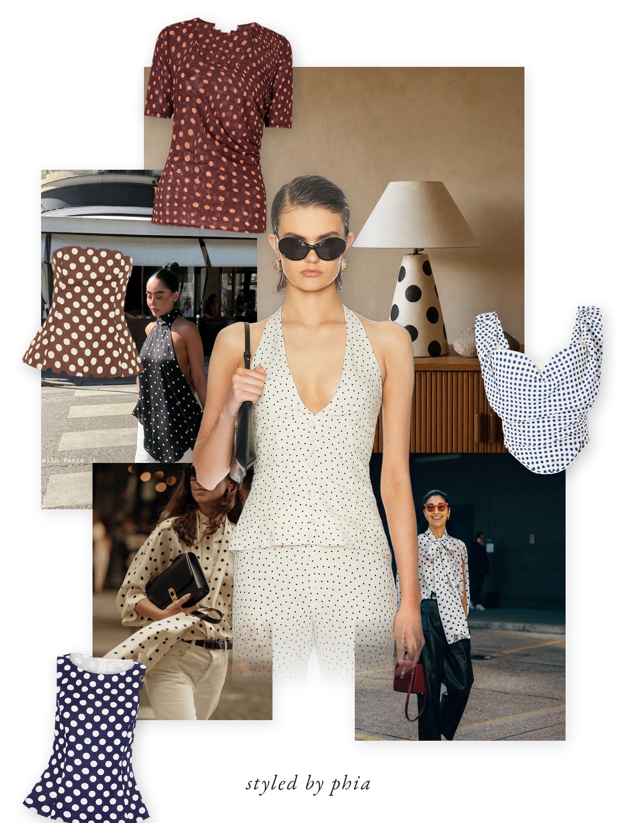 Collage: polka dot tops moodboard
