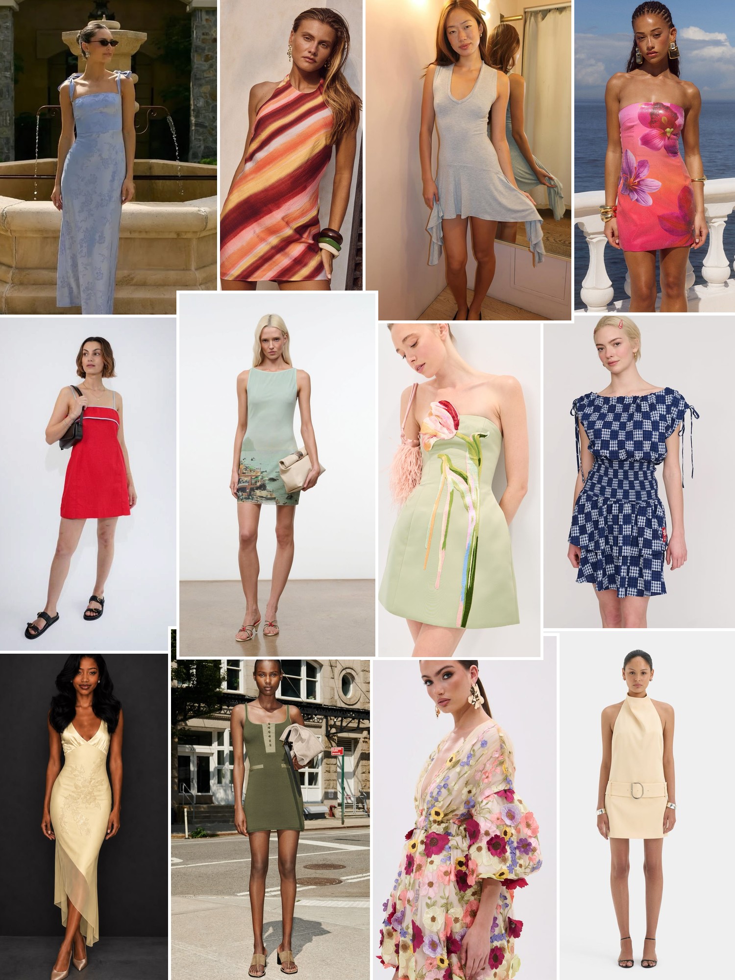 Collage of runway looks, campaign shots and street style outfits that capture the The Park mood