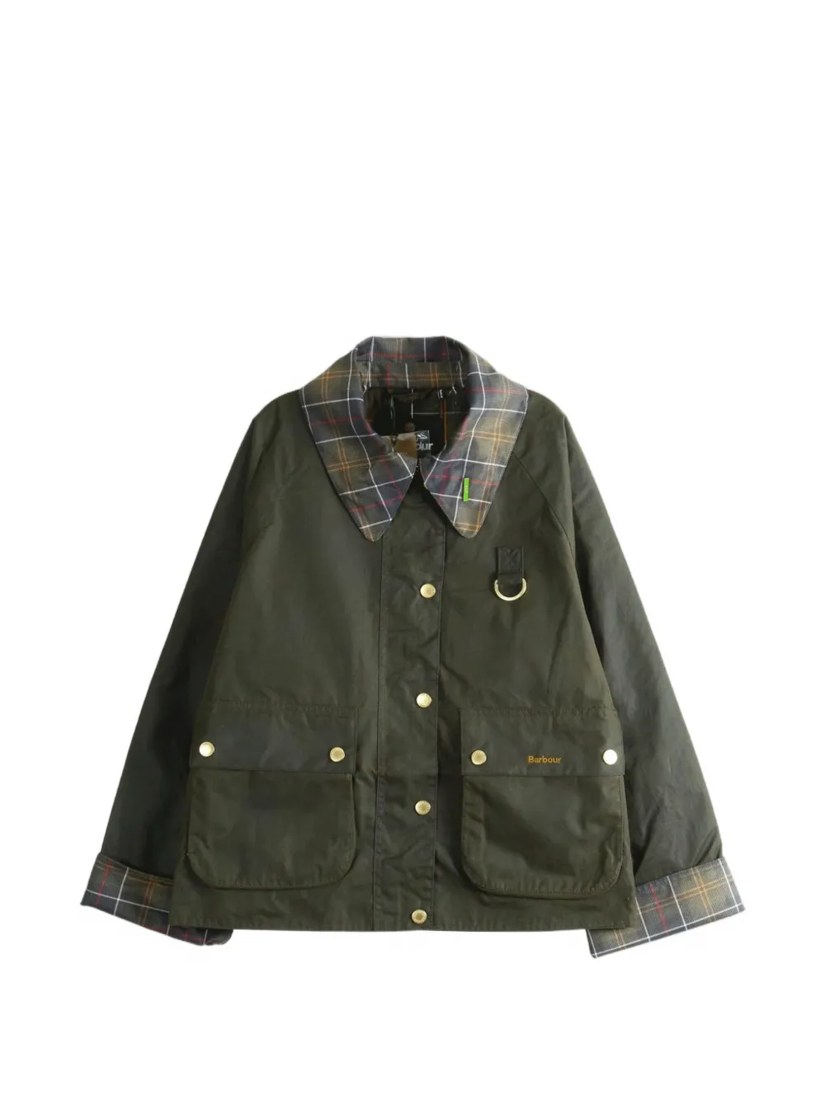 Icons tartan-collar waxed jacket