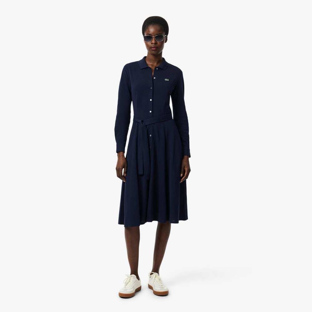 Polo Collar Belted Petit Piqué Dress