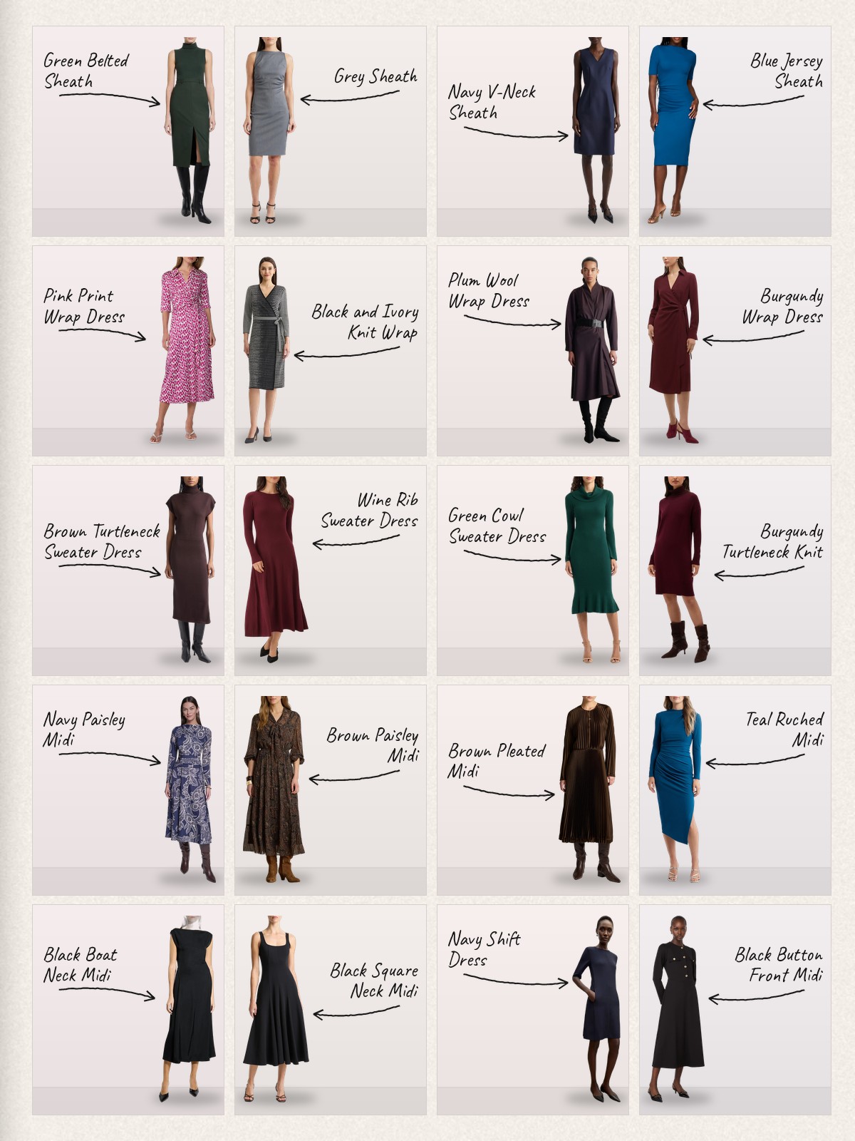 Collage of 20 pieces for work dresses