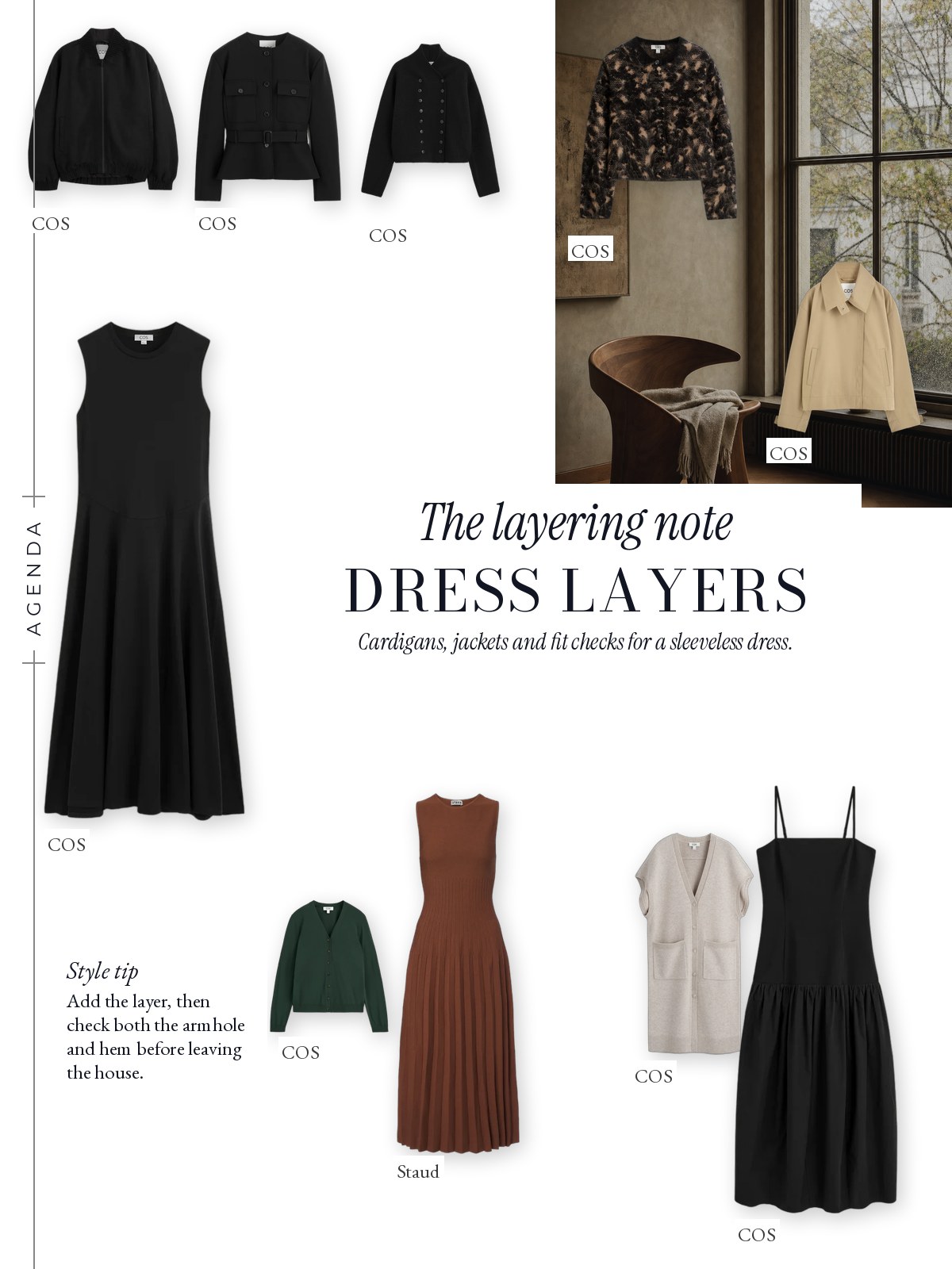 Trend-page style-tip collage featuring Sculptural Cotton-jersey Midi Dress, Sculpted Dropped-waist Midi Dress, Elyse knitted pleated midi dress by COS and other edit picks.