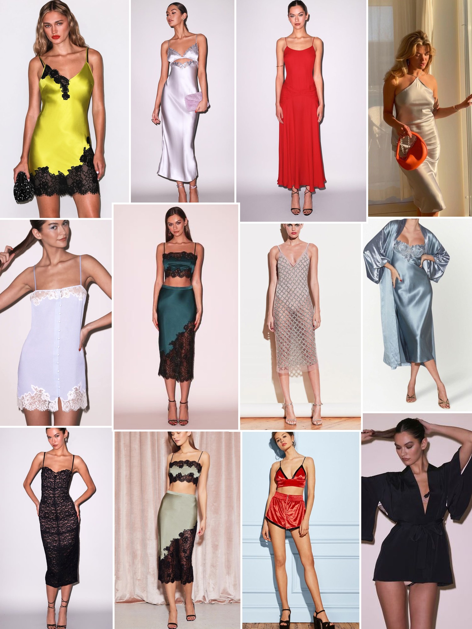 Collage of runway looks, campaign shots and street style outfits that capture the Fleur du Mal mood
