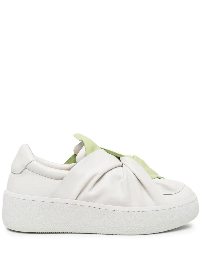 Two-tone knot-detail loafers