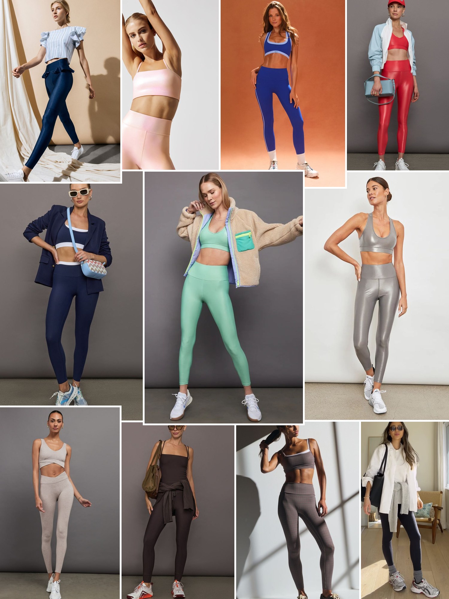 Street style collage of women wearing Carbon38 leggings